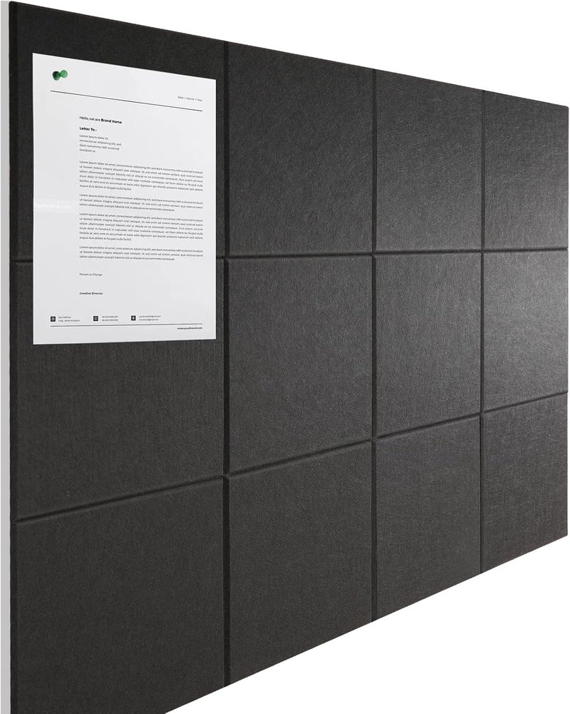 Sanakma Large Cork Boards for Walls 48" x 36",12 Pack Bulletin Boards Alternative Cork Board for Office,Black Felt Wall Tiles, Contains Removable Security Stickers and PushPins - Image 1